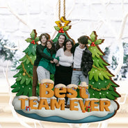 Gift For Bestie,Gift For Sisters,Christmas,Happy,Gifts For Colleagues,Gift For Sibling - Custom Photo Besties Sisters Best Team Ever - Personalized Custom Shaped Wooden Ornament