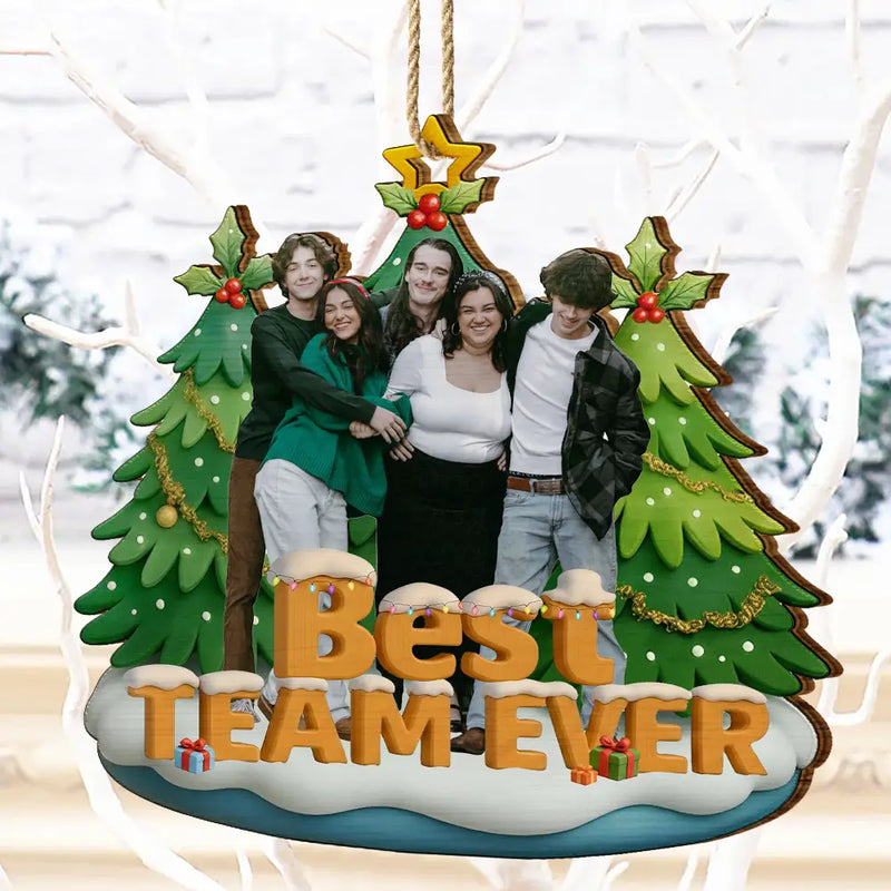 Gift For Bestie,Gift For Sisters,Christmas,Happy,Gifts For Colleagues,Gift For Sibling - Custom Photo Besties Sisters Best Team Ever - Personalized Custom Shaped Wooden Ornament