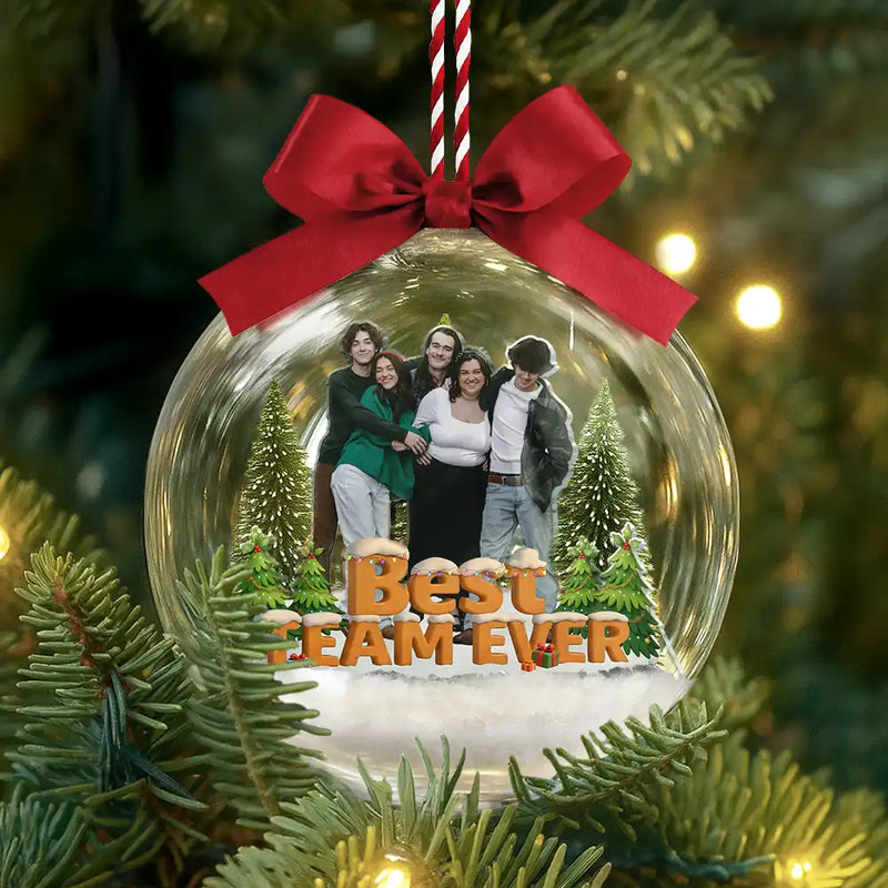 Gift For Bestie,Gift For Sisters,Christmas,Happy,Gifts For Colleagues,Gift For Sibling - Custom Photo Besties Sisters Best Team Forever - Personalized 3D Acrylic Ball Ornament