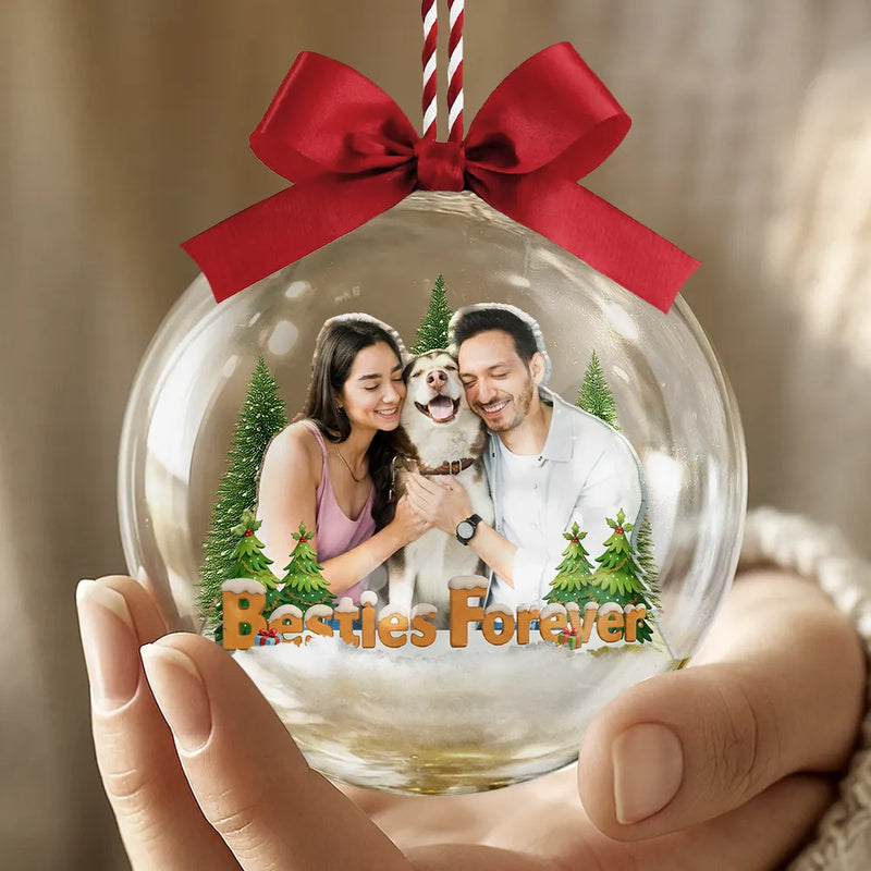 Gift For Bestie,Gift For Sisters,Christmas,Happy,Gifts For Colleagues,Gift For Sibling - Custom Photo Besties Sisters Best Team Forever - Personalized 3D Acrylic Ball Ornament
