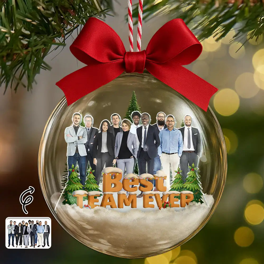 Custom Photo Besties Sisters Best Team Forever - Personalized 3D Acrylic Ball Ornament