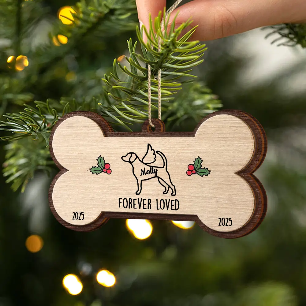 Dog Lovers,Dog Mom,Dog Dad,Pet Lovers,Pet Mom,Pet Dad,Memorial,Love,Christmas - Dog's First Christmas In My Forever Home - Personalized 2-Layered Wooden Ornament