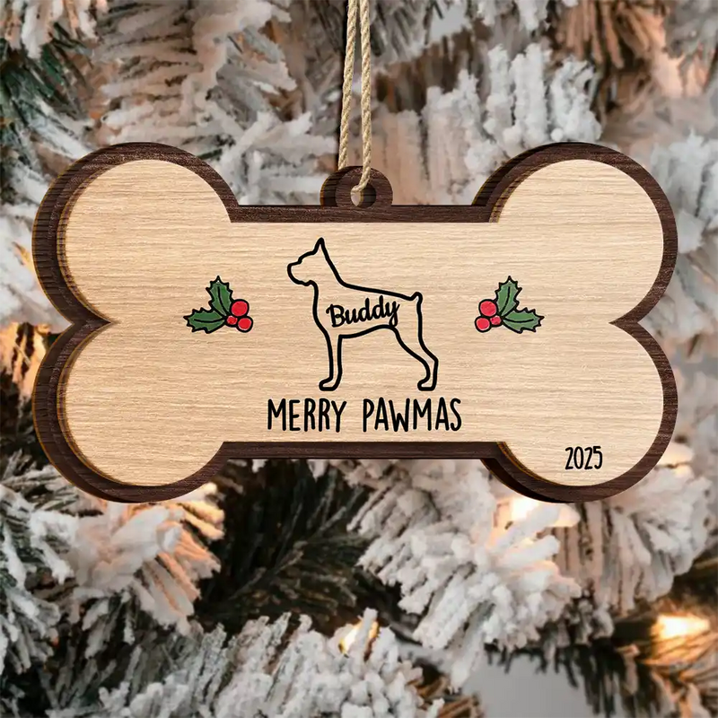 Dog Lovers,Dog Mom,Dog Dad,Pet Lovers,Pet Mom,Pet Dad,Memorial,Love,Christmas - Dog's First Christmas In My Forever Home - Personalized 2-Layered Wooden Ornament