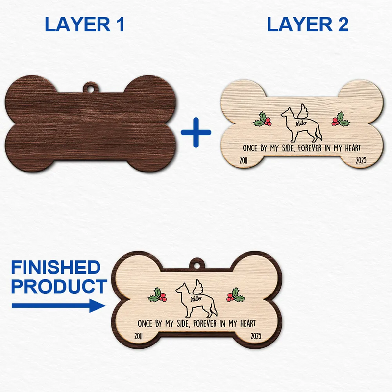 Dog Lovers,Dog Mom,Dog Dad,Pet Lovers,Pet Mom,Pet Dad,Memorial,Love,Christmas - Dog's First Christmas In My Forever Home - Personalized 2-Layered Wooden Ornament