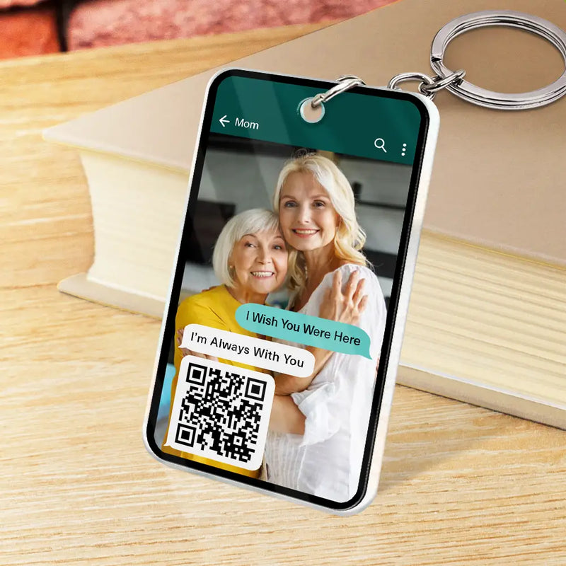 Gift For Couples,Old Couples,Gift For Husband,Gift For Wife,Gift For Boyfriend,Gift For Girlfriend,Gift For Yourself,Memorial,Sad - Custom Photo QR Code Memorial Message From Loved One - Personalized Acrylic Keychain