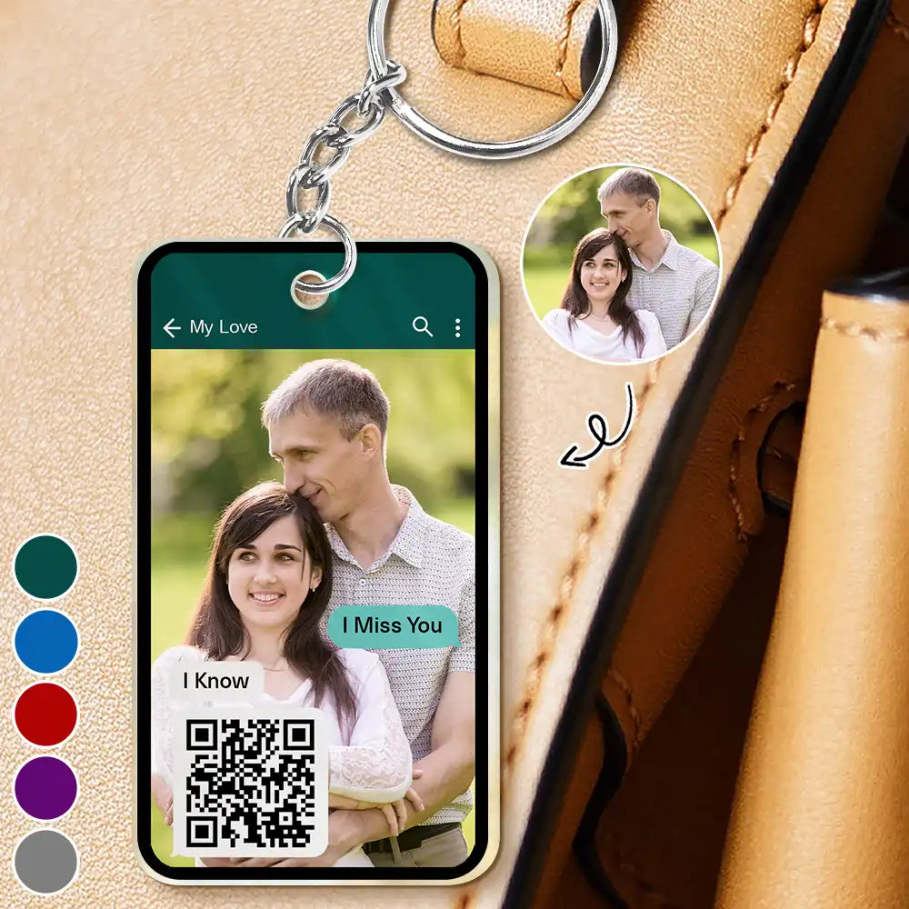 Custom Photo QR Code Memorial Message From Loved One - Personalized Acrylic Keychain