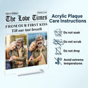 Old Couples,Gift For Couples,Gift For Women,Gift For Men,Gift For Wife,Gift For Husband,Gift For Boyfriend,Gift For Girlfriend,Love,LGBT - Custom Photo The Love Times Newspaper Theme - Personalized Vertical Rectangle Acrylic Plaque