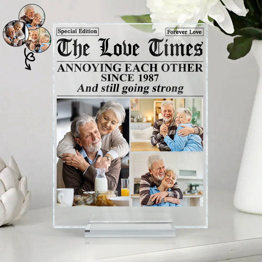 Custom Photo The Love Times Newspaper Theme - Personalized Vertical Rectangle Acrylic Plaque