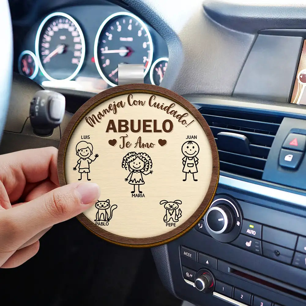 Gift For Yourself,Gift For Men,Gift For Grandpa,Gift For Father,Dog Dad,Cat Dad,Pet Dad,Gift For Mother,Gift For Grandma,Happy,Spanish,Stick Figure - Maneja Con Cuidado Papá Abuelo - Clip Para Parasol Del Coche De Forma Especial Personalizado