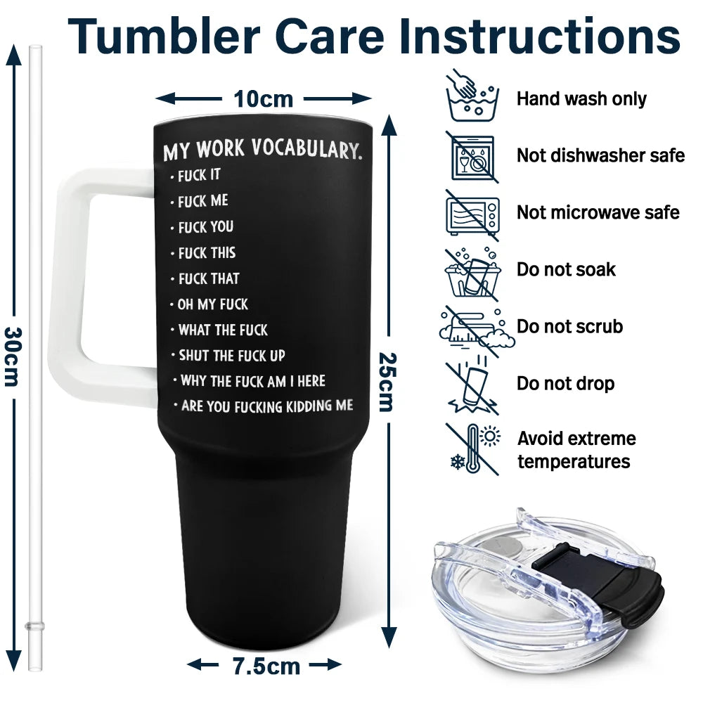 Gift For Yourself,Gifts For Colleagues,Funny - 3D Effect Funny Chicken F-CAW-F My Work Vocabulary - Personalized 40oz Tumbler With Straw