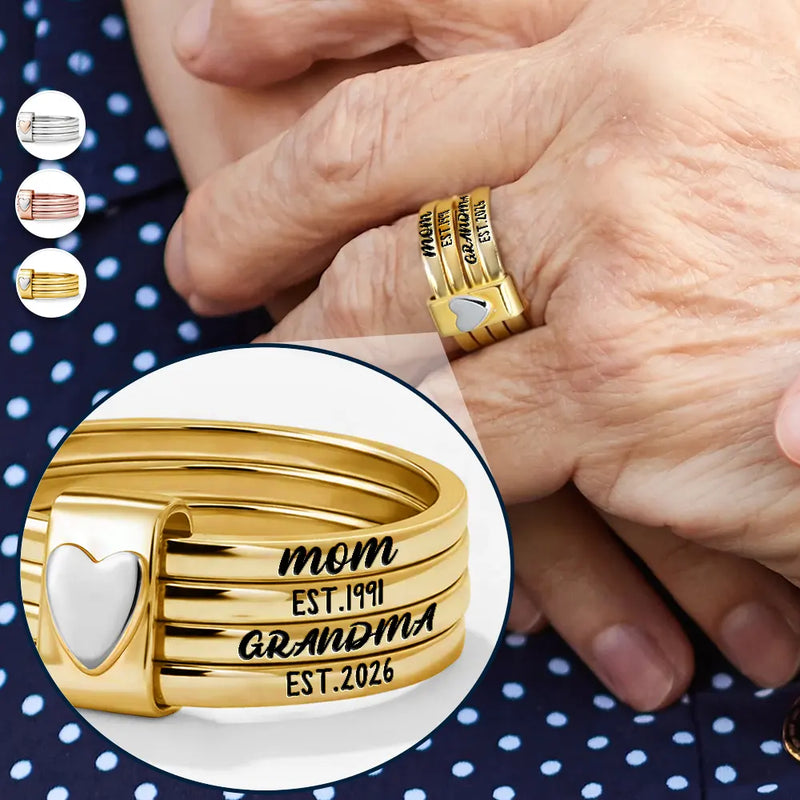 Beautiful Custom Jewelry For Grandma And Mom - Personalized Heart Stacking Rings