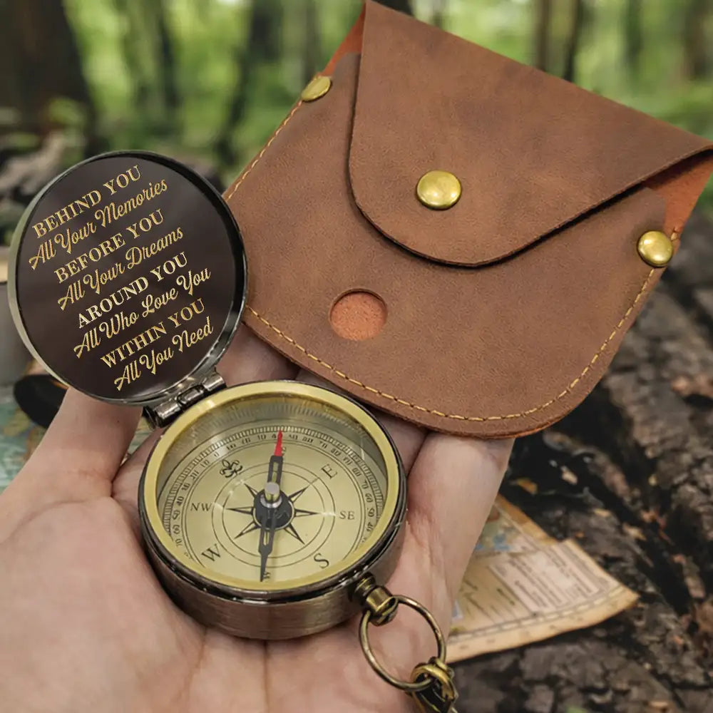Graduation,Gift For Yourself,Gift For Daughter,Gift For Son,Gift For Kids,Gift For Bestie,Happy - Behind You All Memories Congrats Grad - Personalized Engraved Brass Compass