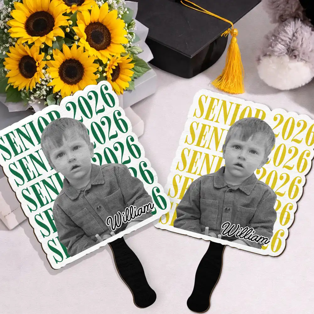 Graduation,Happy,Photo - Custom Photo Senior Vintage Portrait - Personalized Graduation Handheld Fan