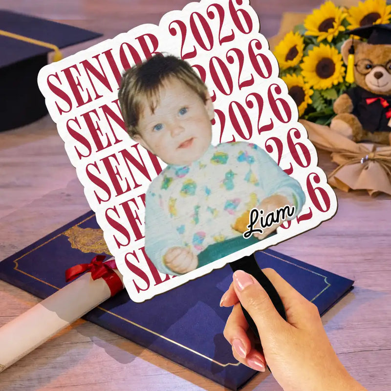 Graduation,Happy,Photo - Custom Photo Senior Vintage Portrait - Personalized Graduation Handheld Fan