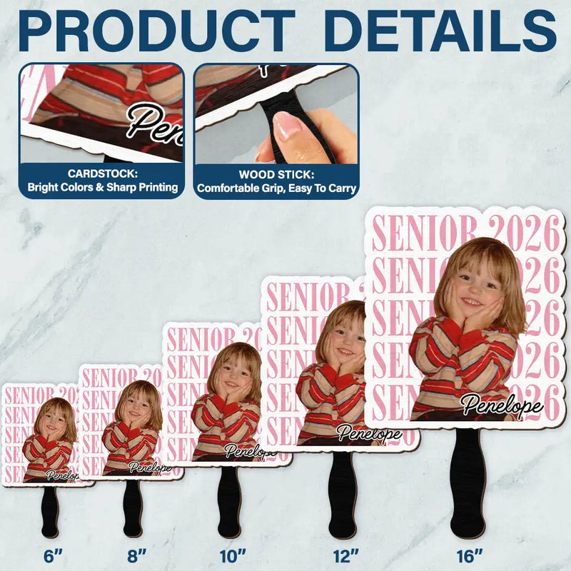 Graduation,Happy,Photo - Custom Photo Senior Vintage Portrait - Personalized Graduation Handheld Fan