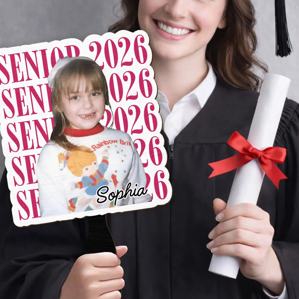 Graduation,Happy,Photo - Custom Photo Senior Vintage Portrait - Personalized Graduation Handheld Fan