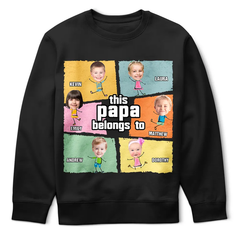 Gift For Grandpa,Gift For Father - Custom Photo This Papa Belongs To Fun Dad Grandpa - Personalized T Shirt