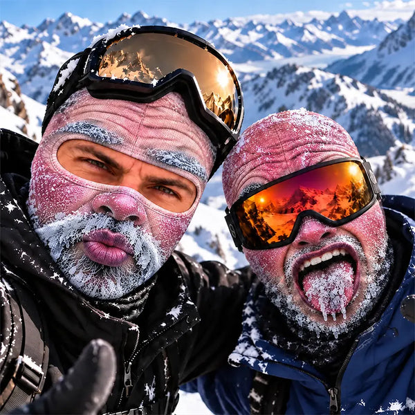 Winter Gag Gift For Husband Who Skis, Matching Gear For Friends - Personalized 3D Realistic Funny Freezing Face Printed Balaclava Face Mask