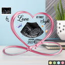 Custom Photo Baby Ultrasound Love At First Sight - Gift For Mother & Father - Personalized Heart Infinity Shaped Acrylic Plaque