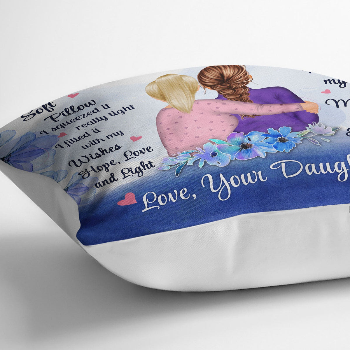 J'ai serré cet oreiller doux dans mes bras matin, midi et soir, style aquarelle - Cadeau d'anniversaire et d'amour pour maman, mère, grand-mère, grand-mère, fille, petite-fille - Oreiller personnalisé personnalisé
