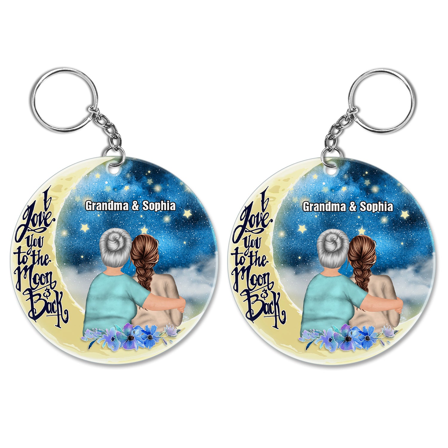 I Love You To The Moon And Back - Birthday, Loving Gift For Grandma, Grandmother, Mother, Grandma, Daughter, Son - Personalized Custom Acrylic Keychain
