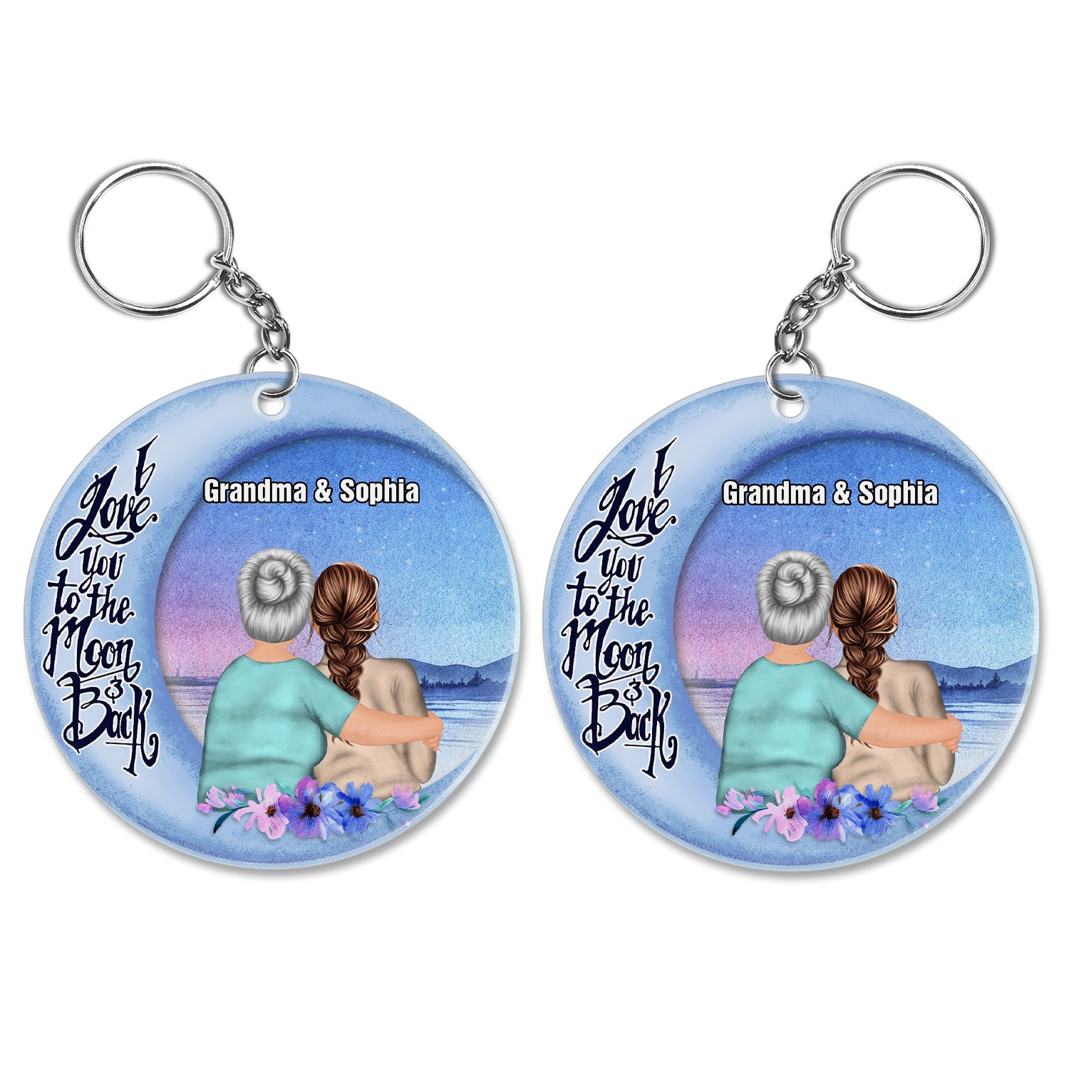 Love You To The Moon & Back - Birthday, Loving Gift For Mom, Mother, Grandma, Grandmother, Daughter, Son - Personalized Custom Acrylic Keychain