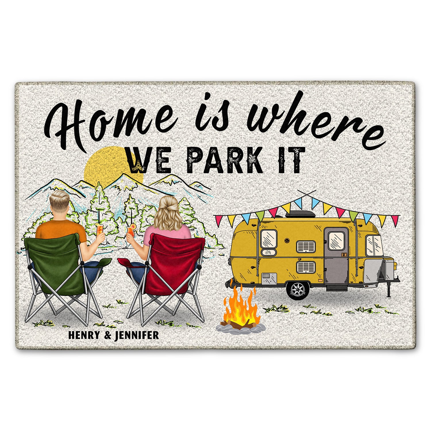 Home Is Where We Park It - Gift For Camping Lovers - Personalized Custom Doormat