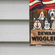Attention aux étoiles et rayures Wigglebutt ! Cadeau pour les amoureux des chiens ! Drapeau personnalisé