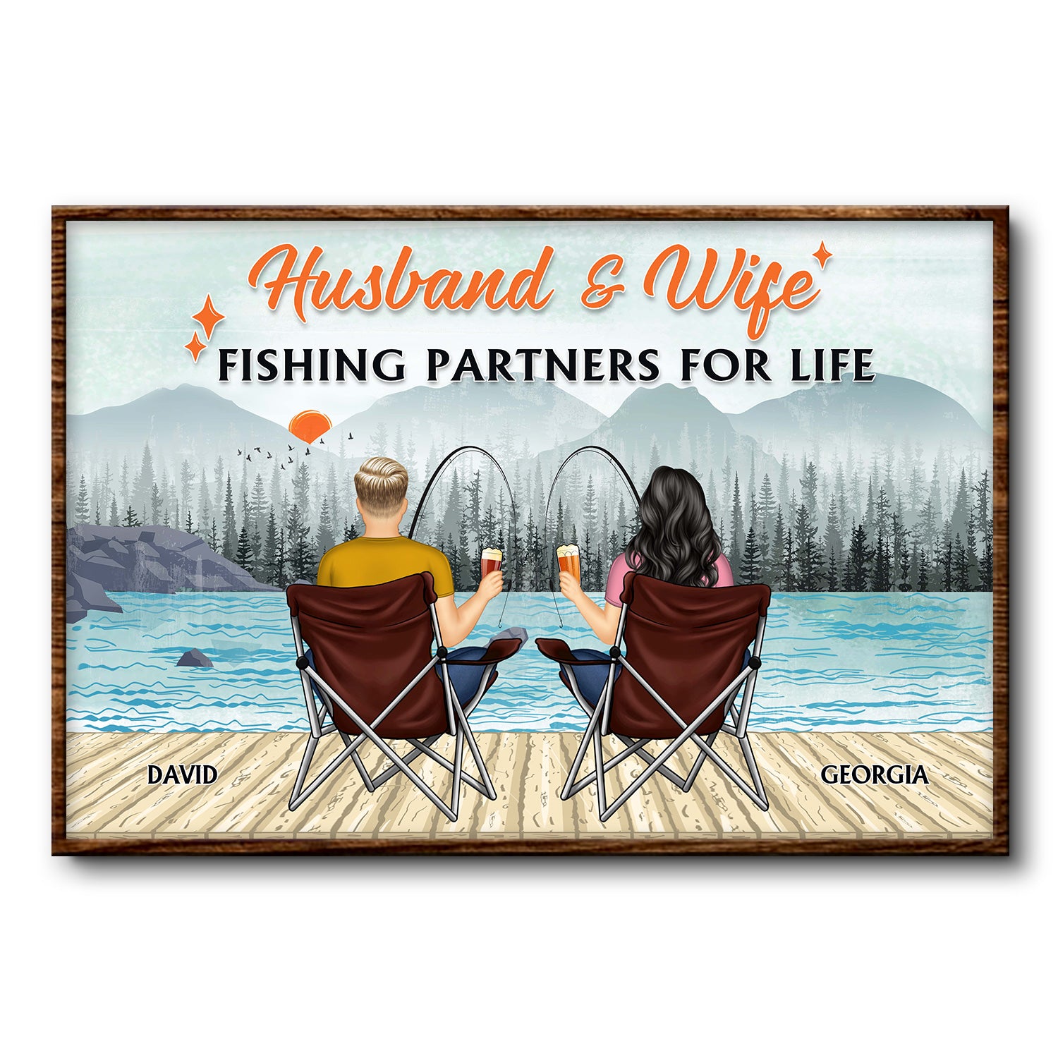 Fishing Partners For Life - Gift For Fishing Couple - Personalized Custom Poster