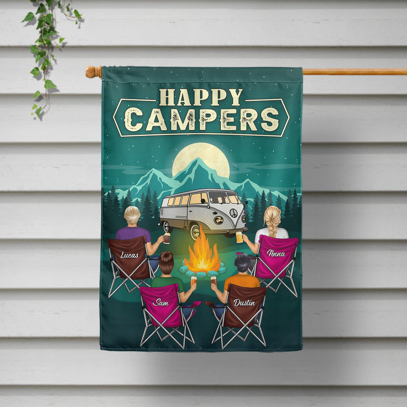 Happy Campers - Gift For Camping Besties - Personalized Custom Flag