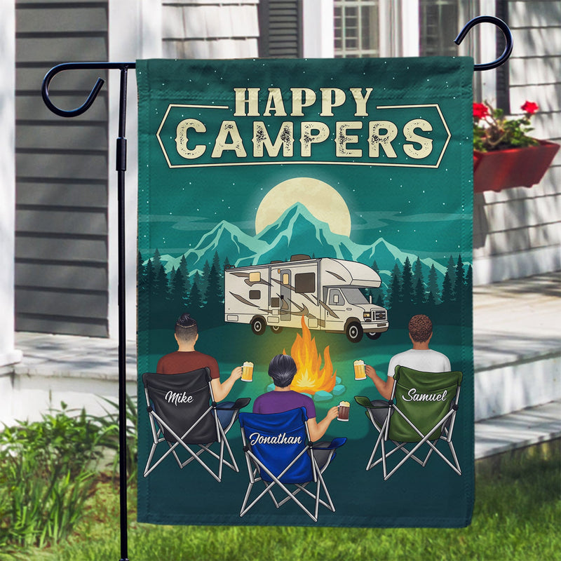 Happy Campers - Gift For Camping Besties - Personalized Custom Flag
