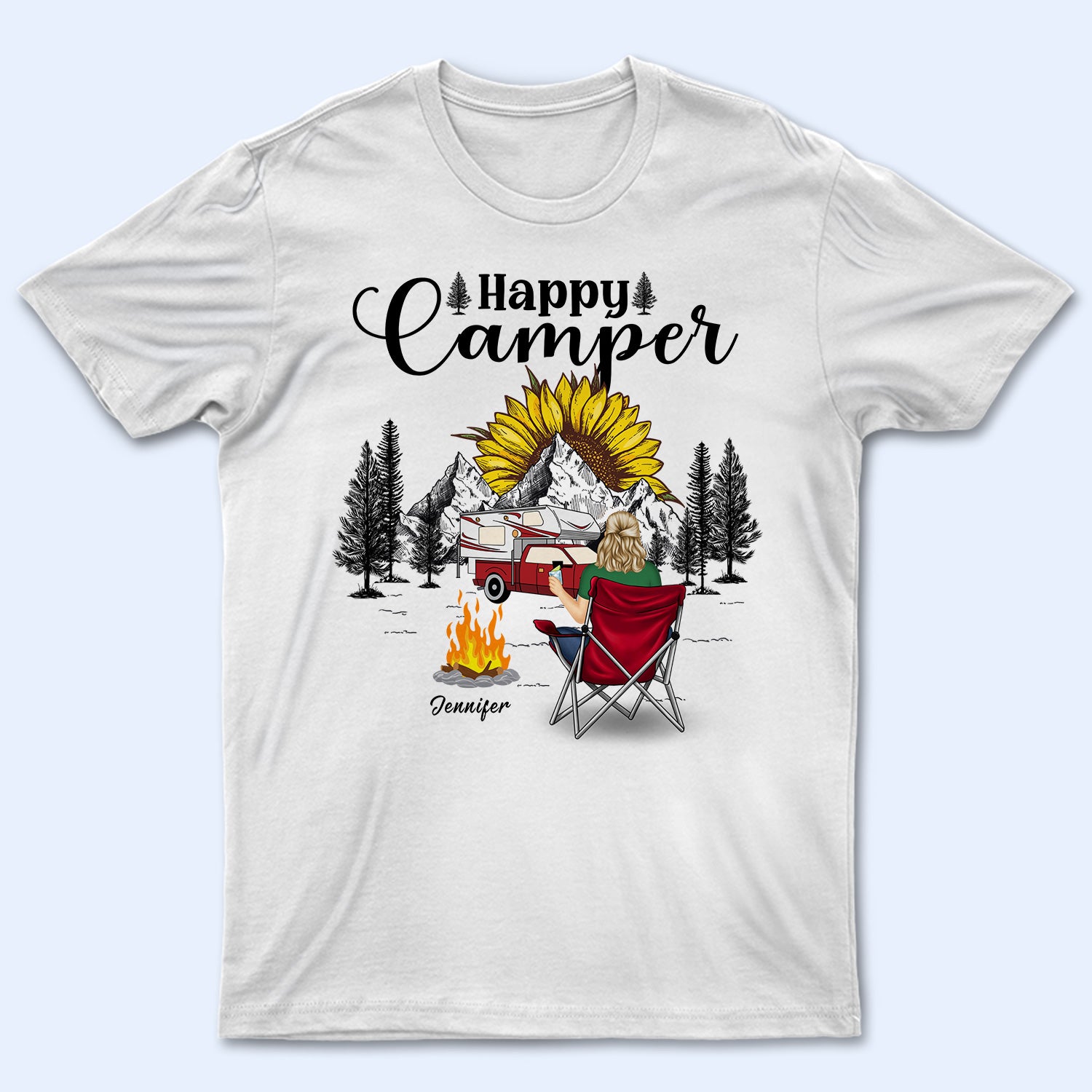 Happy Camper - Gift For Camping Lovers - Personalized Custom T Shirt
