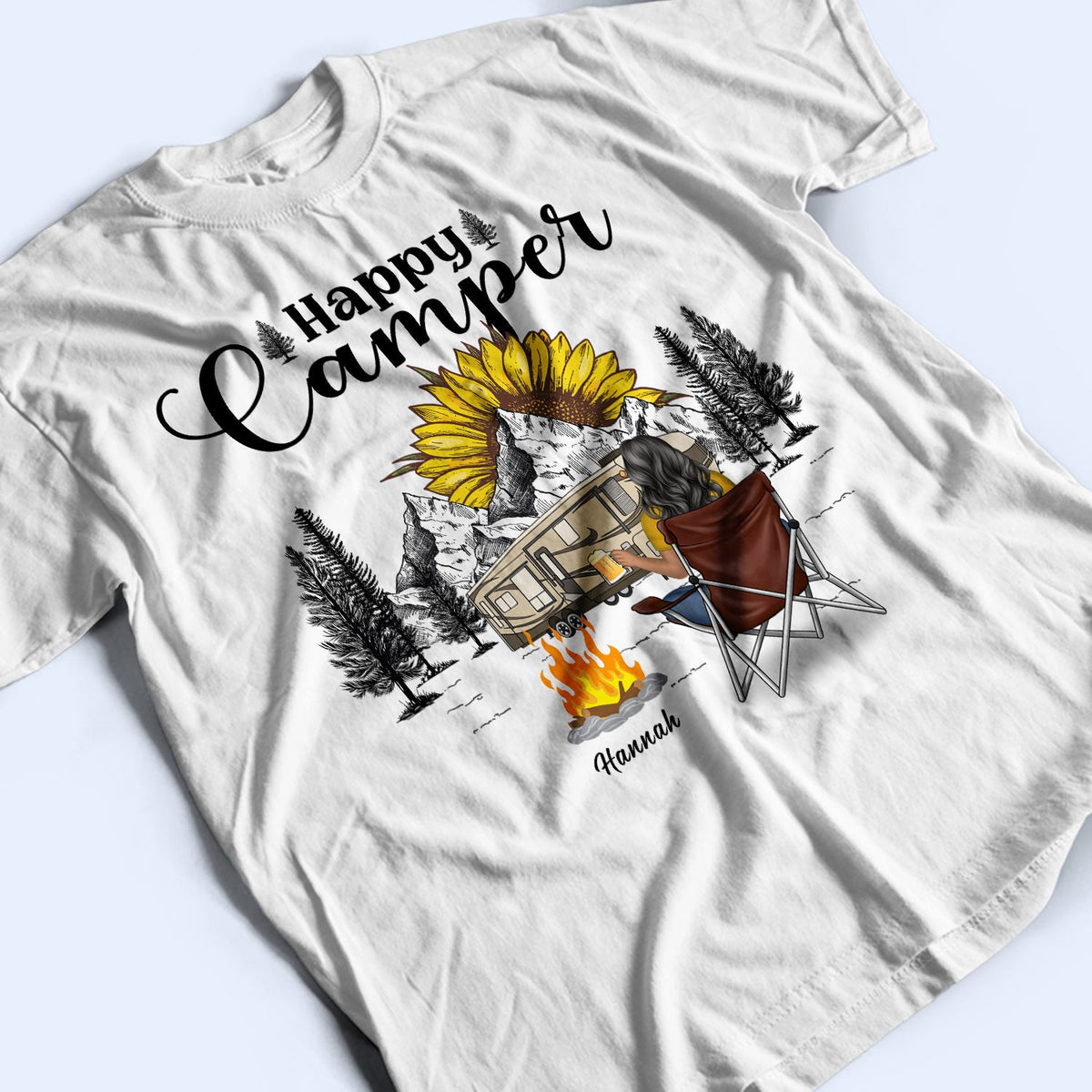 Happy Camper - Gift For Camping Lovers - Personalized Custom T Shirt