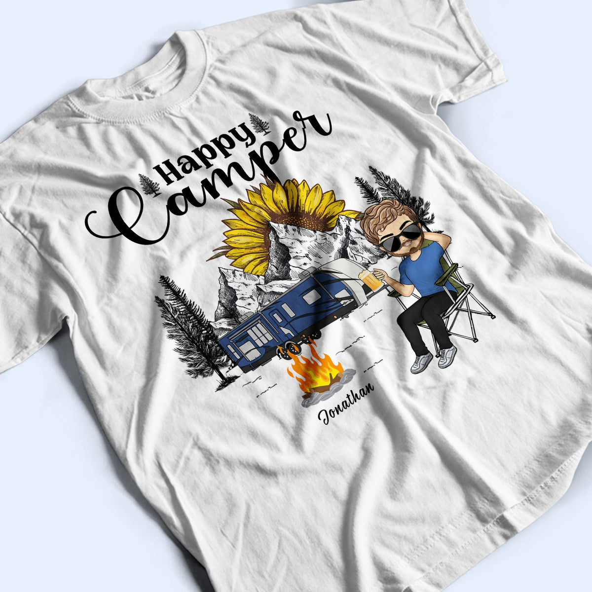 Happy Camper Chibi - Gift For Camping Lovers - Personalized Custom T Shirt