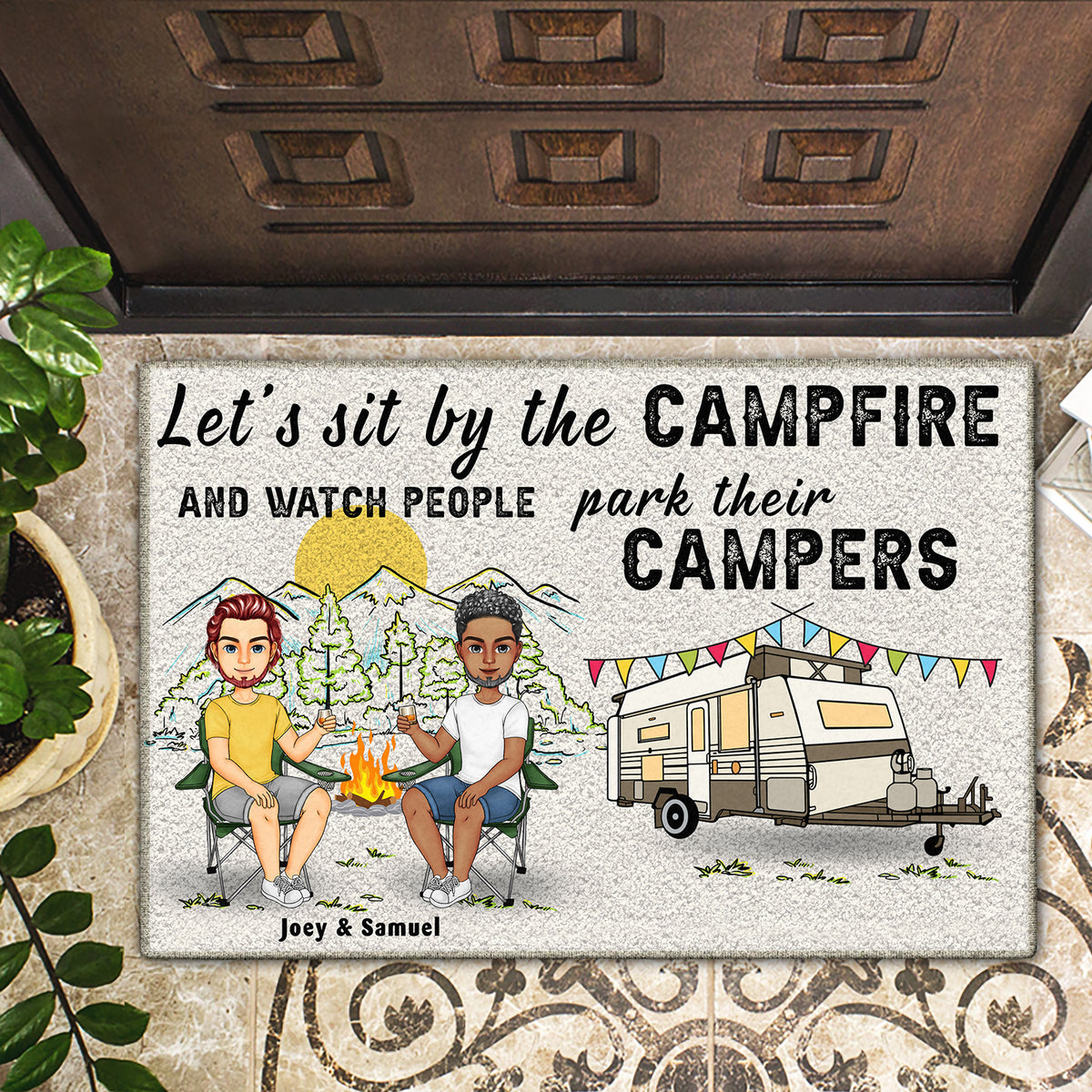 Camper Door Mat,16x24in Home is Where You Park It Doormat Non-Slip Bath