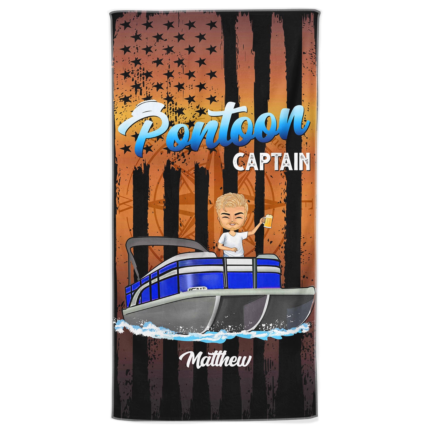 Pontoon Captain Pontoon Queen - Gift For Pontoon Owner - Personalized Custom Beach Towel