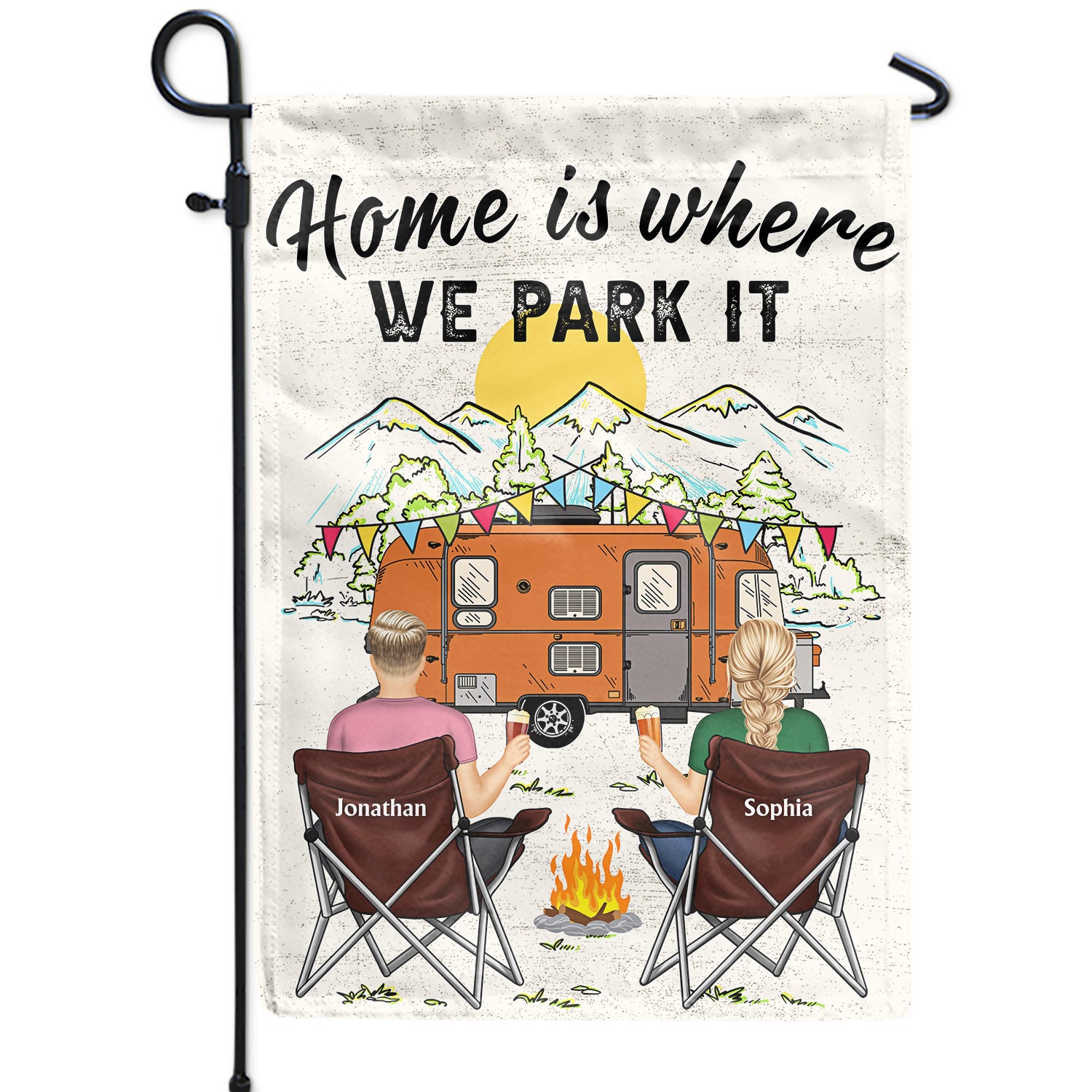 Home Is Where We Park It - Gift For Camping Lovers - Personalized Flag