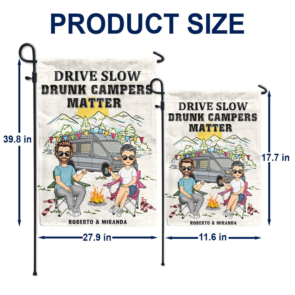 Drive Slow Drunk Campers Matter - Gift For Camping Lovers - Personalized Flag