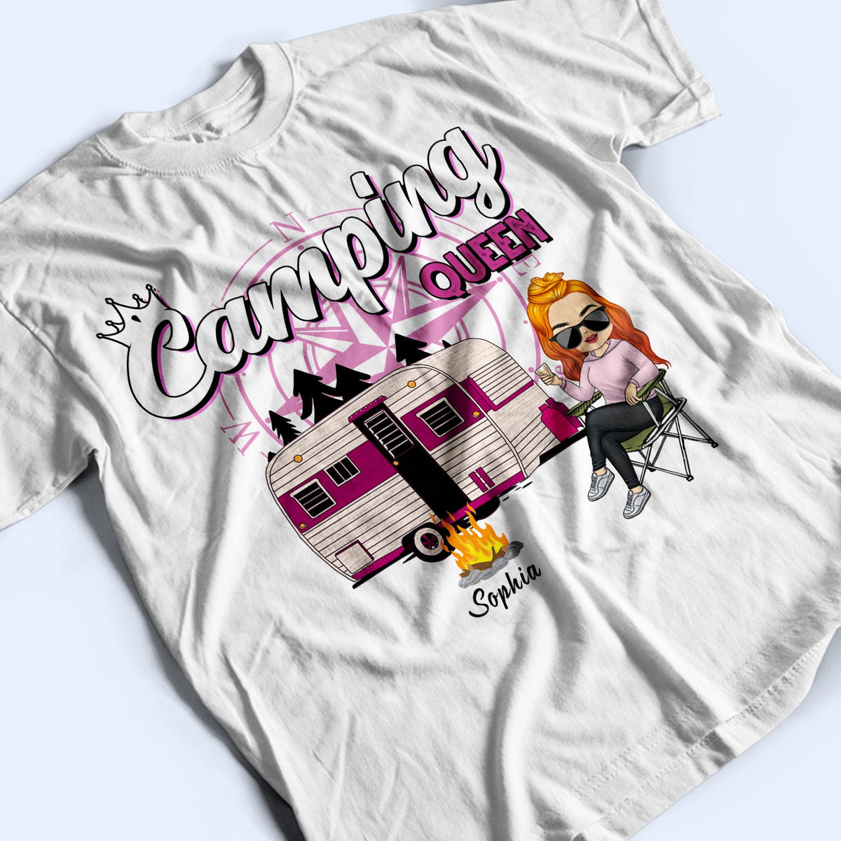 Camping Queen - Cadeau pour les amateurs de camping - T-shirt personnalisé
