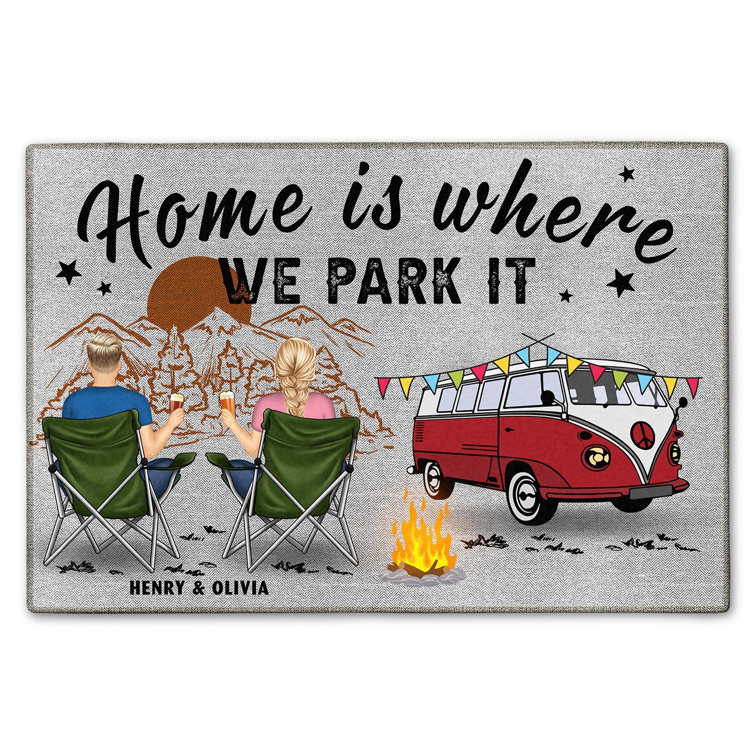 Making Memories One Campsite At A Time Back Couple - Gift For Camping Couples - Personalized Doormat