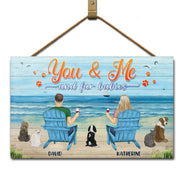 Toi, moi et les chiens, vue sur la plage de la paix - Cadeau pour les amoureux des animaux - Panneau rectangulaire en bois personnalisé