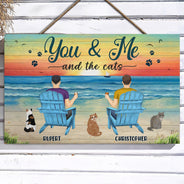 Toi, moi et les chiens, vue sur la plage de la paix - Cadeau pour les amoureux des animaux - Panneau rectangulaire en bois personnalisé