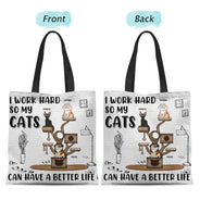 I Work Hard So My Cats Can Have A Better Life - Gift For Cat Lovers - Personalized Zippered Canvas Bag