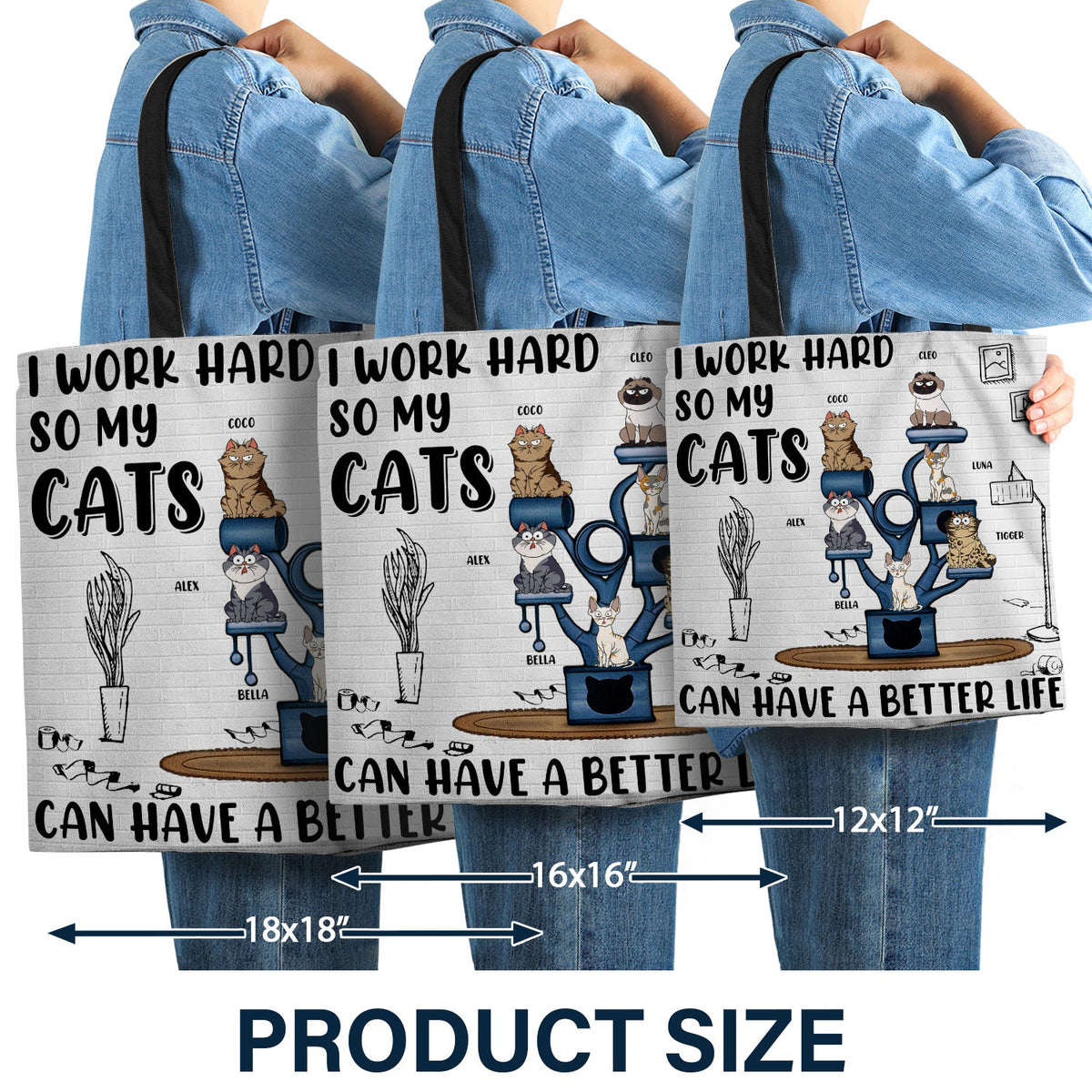 I Work Hard So My Cats Can Have A Better Life - Gift For Cat Lovers - Personalized Zippered Canvas Bag