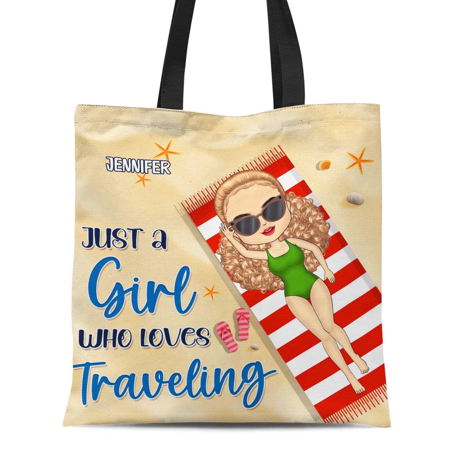 Just A Girl Who Loves Beach Traveling - Birthday Gift For Travel Lovers - Personalized Zippered Canvas Bag