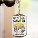 Home Is Where We Park It Cartoon Couple - Gift For Camping Lovers - Personalized Aluminum Keychain