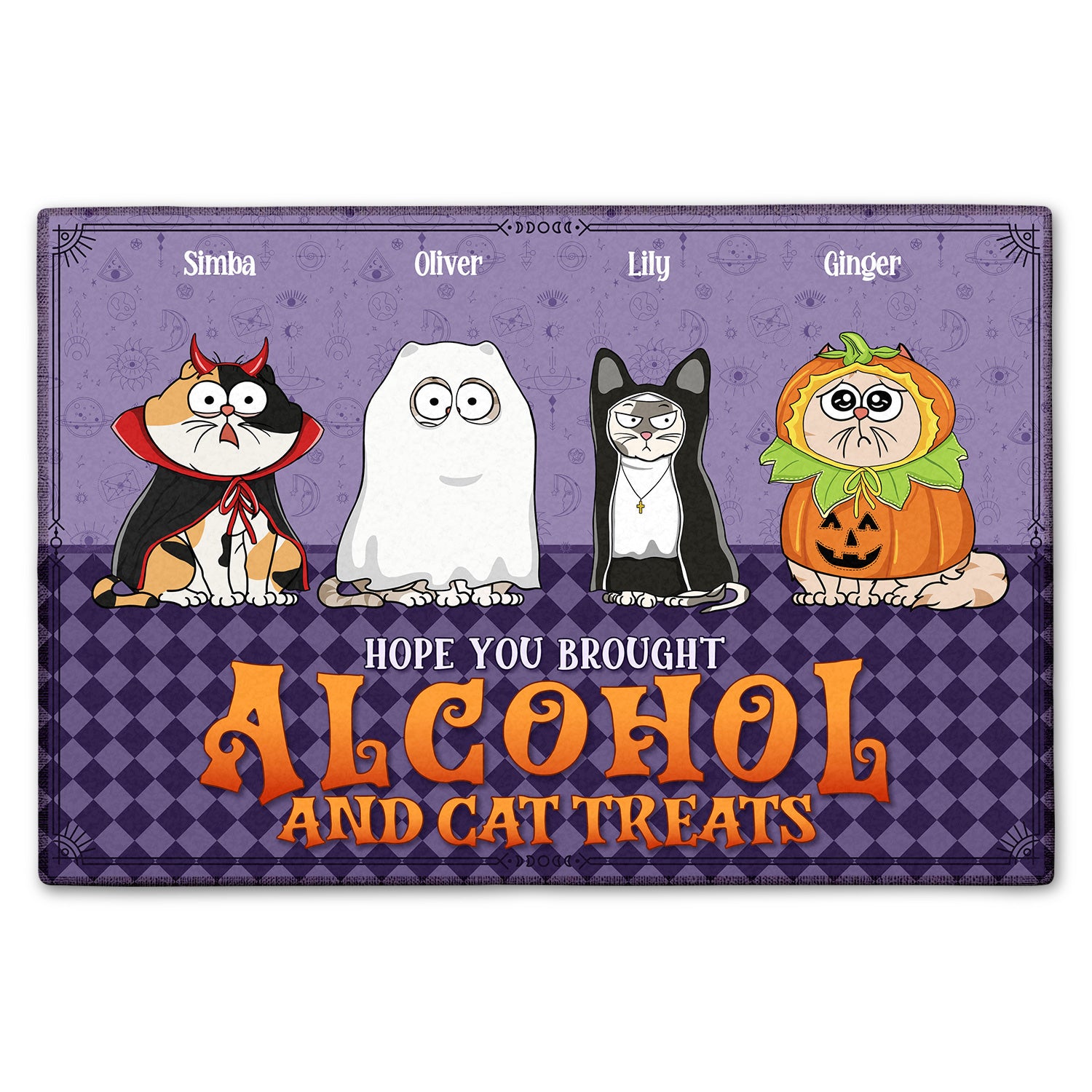 Hope You Brought Alcohol And Cat Treats Halloween - Gift For Cat Lovers Cat Owners - Personalized Doormat