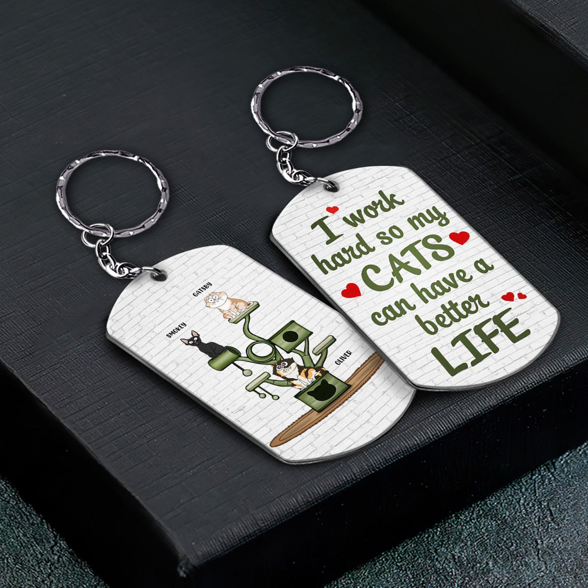 I Work Hard So My Cat Can Have A Better Life - Gift For Cat Lovers - Personalized Aluminum Keychain