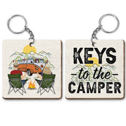 Clés des campeurs - Cadeau pour couples - Porte-clés en bois personnalisé