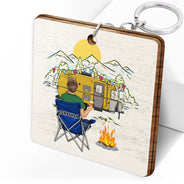 Clés des campeurs - Cadeau pour couples - Porte-clés en bois personnalisé